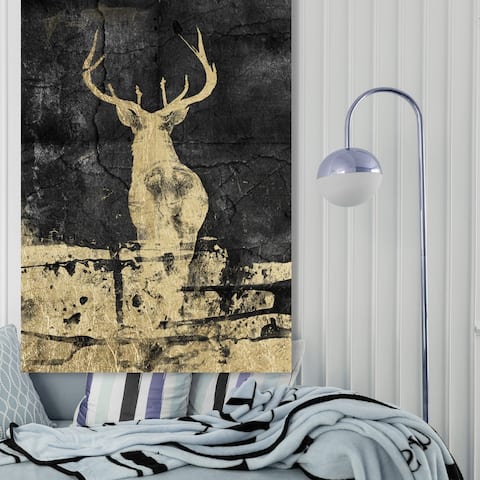 Oliver Gal 'Gold Stag' Animals Wall Art Canvas Print - Gold, Black