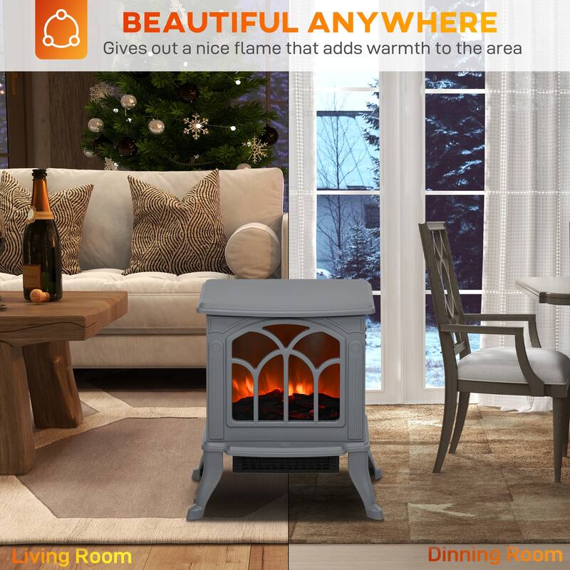 Compact Electric Fireplace Heater for 215 Sq Ft with Overheat Protection Adjustable Heat and Stylish Design - N/A