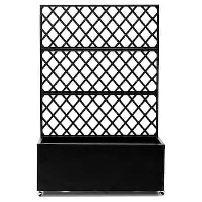 71"x35"x16" Galvanized Steel Raised Garden Bed with Trellis & Privacy Screen - N/A