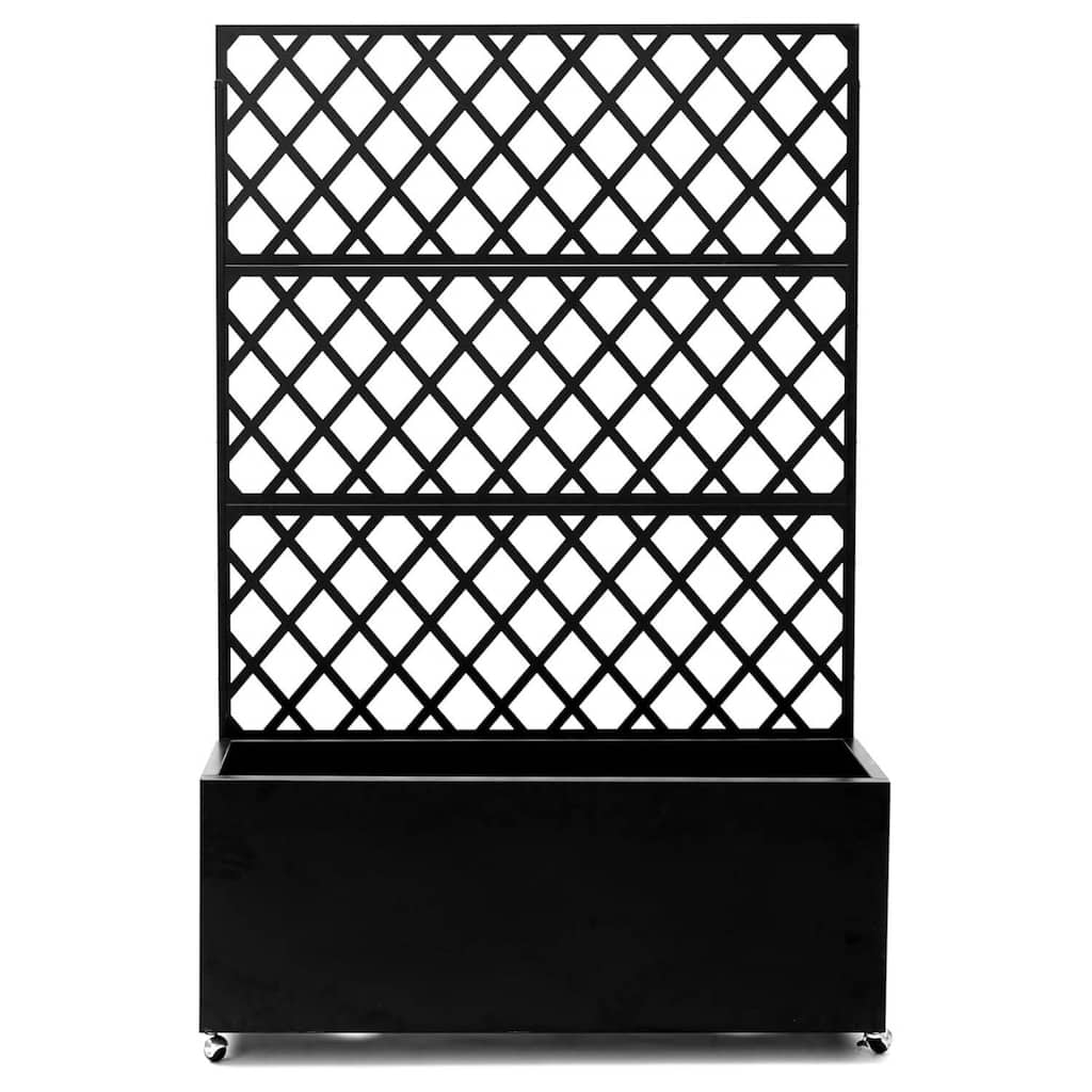 71"x35"x16" Galvanized Steel Raised Garden Bed with Trellis & Privacy Screen - N/A