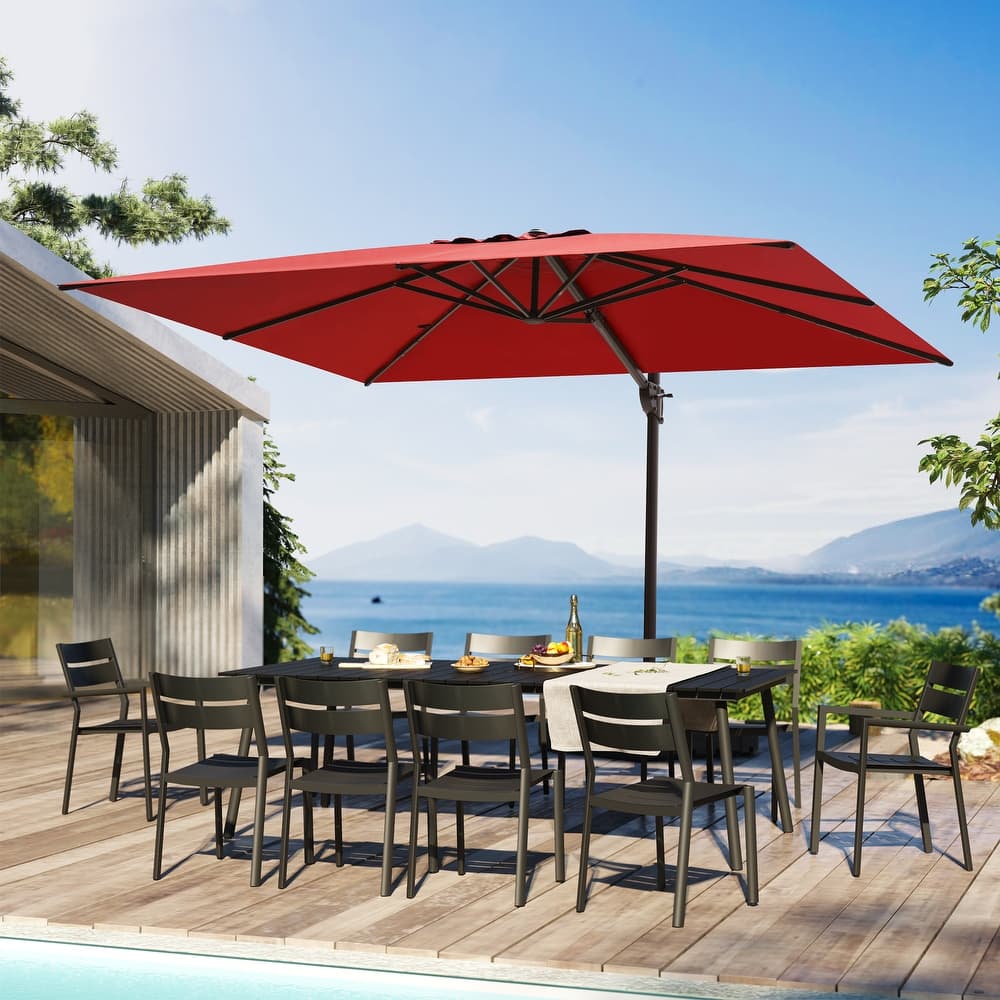 9 x 12 ft Outdoor Aluminum 360 Degree Rotation Patio Cantilever Offset Umbrella