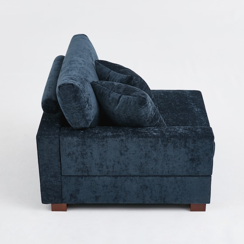 41" W Modern Chenille Corner Arm Accent Chair Sectional Module with Pillows