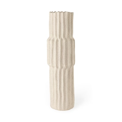 Cardon Cream Ceramic Textured Vase (15")