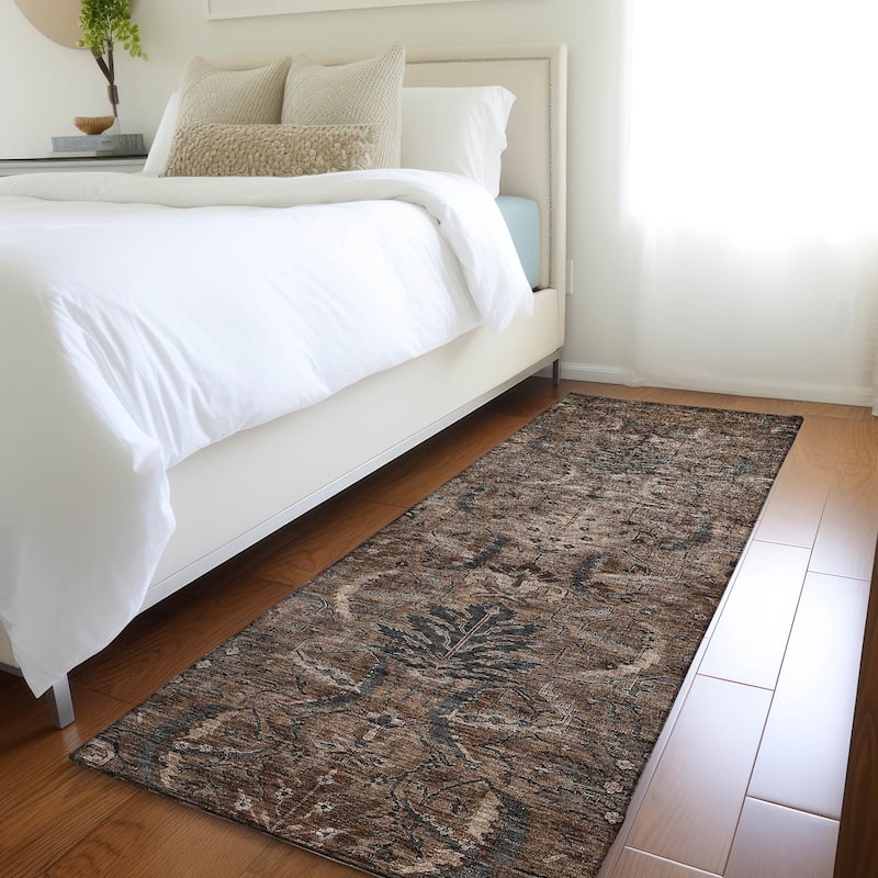 Machine Washable Indoor/ Outdoor Boho Traditional Chantille Rug - Fudge - 2'3" x 7'6"
