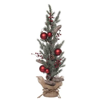 Transpac Metal 28 in. Multicolor Christmas Ornament and Acorn Tree