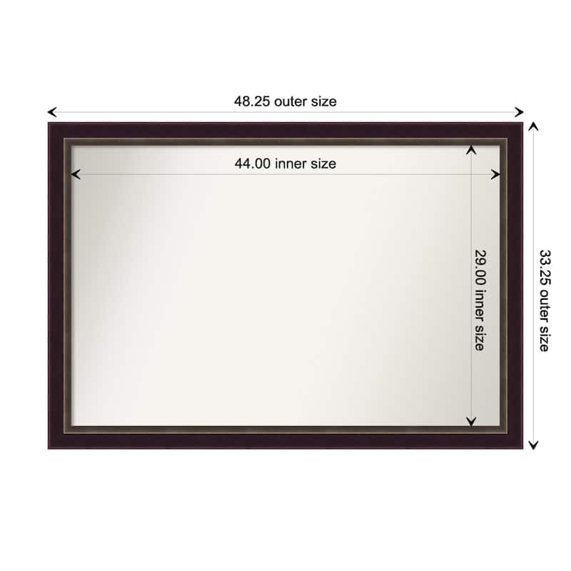 Signore Bronze Framed Non-Beveled Custom Wall Mirror, Bathroom Vanity Mirror - Outer Size: 48.25 x 33.25