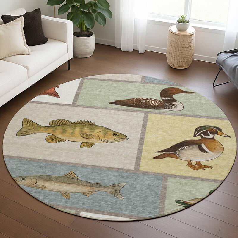 Machine Washable Indoor/ Outdoor Cabin Lodge Chantille Rug