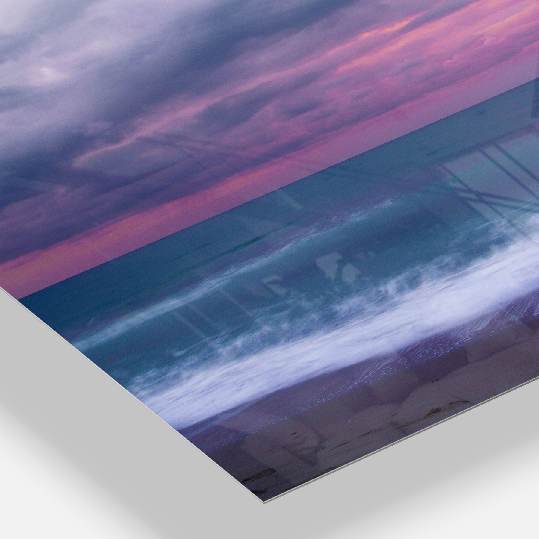 Designart 'Blue and Pink Unset over Sea' Modern Seashore  Oversized-image