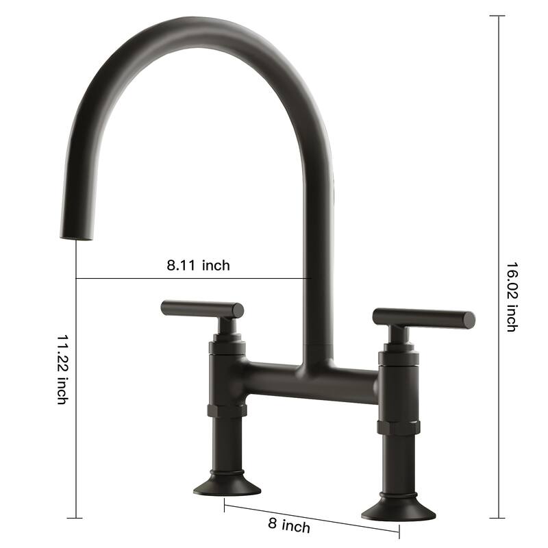 WIZ 2 Holes Deck Mount Bridge Kitchen Faucet With 360 Swivel Spout