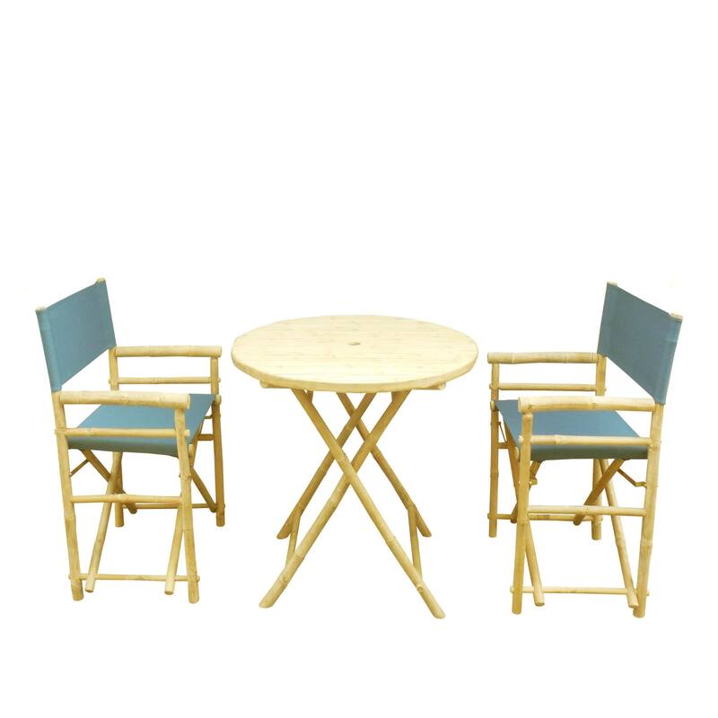 Zew Round 3-piece Bamboo Handcrafted Patio Set - Navy