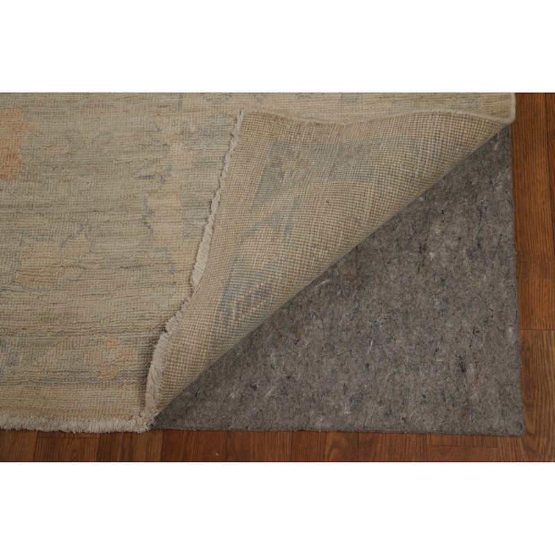 Hand Knotted Oriental 100% Wool Carpet Transitional All-Over Beige & Ivories Oushak Area Rug - 13' 9'' X 10' 0''