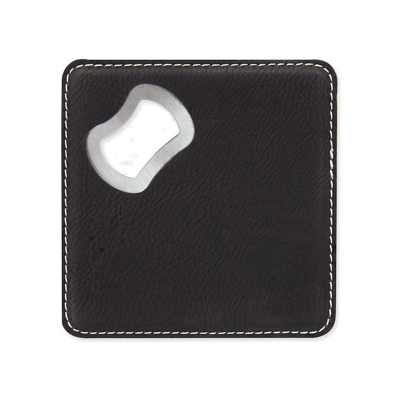 Bottle Opener Coaster - Vegan Leather- 1 Piece - CO-BO-BLACK