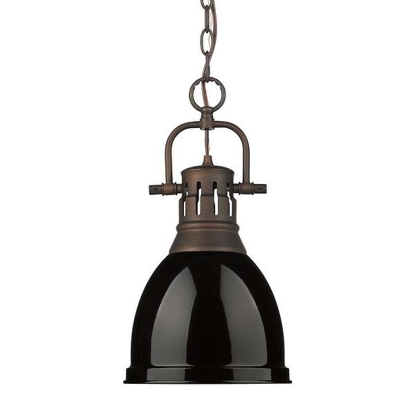 slide 2 of 4, Golden Lighting 3602-S RBZ Duncan 9" Wide Mini Pendant Rubbed Bronze / Black