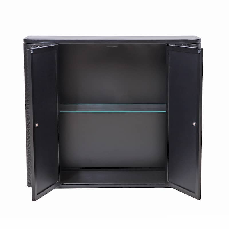 Farmhouse Metal Frame Bathroom Wall Cabinet，Dual Mirrored Doors & Open Shelf，Over-the-Sink or Toilet Storage