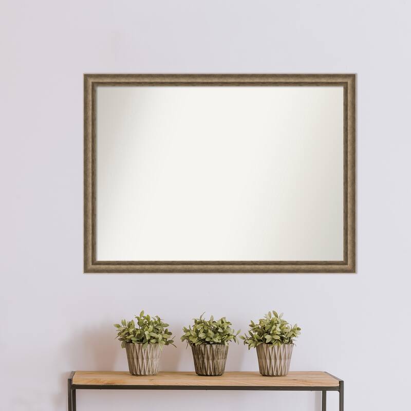 Angled Non-Beveled Wood Framed Wall Mirror