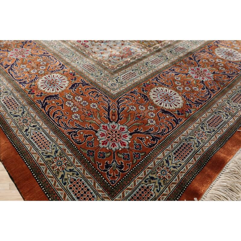 7x10 Hand Knotted Caramel Qum All Silk Traditional 600 KPSI Rug - 7' x 10'
