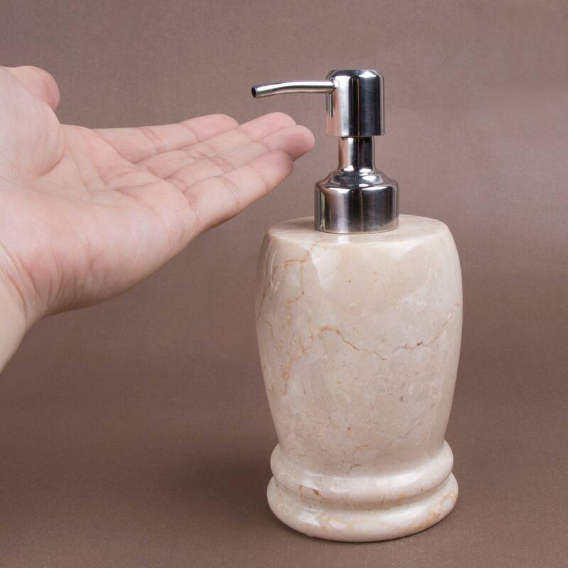 Creative Home Double Rings Collection Champagne Marble Liquid Soap Dispenser, Lotion Dispenser - Beige