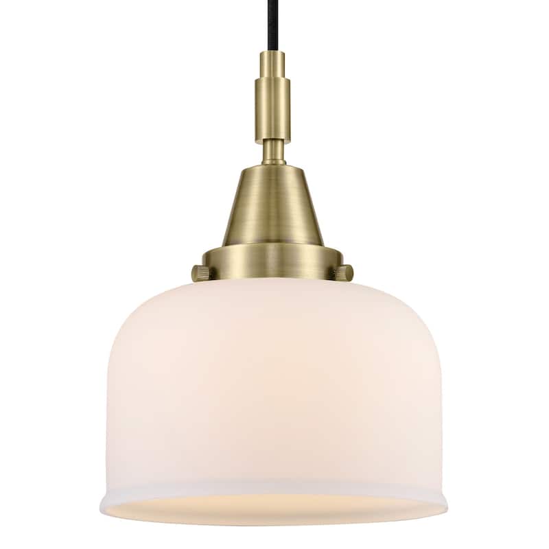 Innovations Lighting 447-1P-G71 Bell 8" Wide Mini Pendant with Matte - Antique Brass