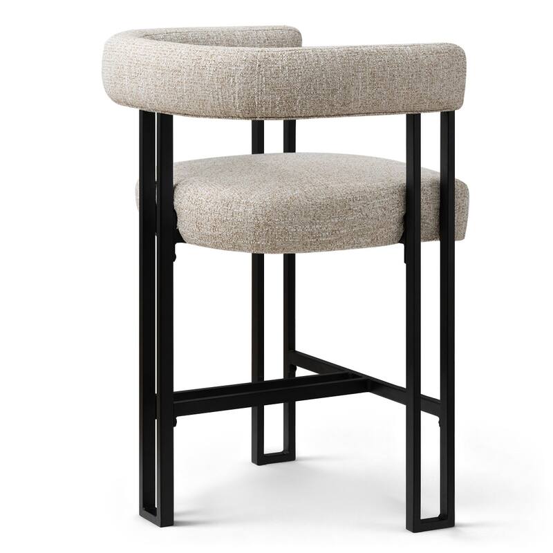 25" Seat Height Upholstered Tweed Black Matel Counter Stool