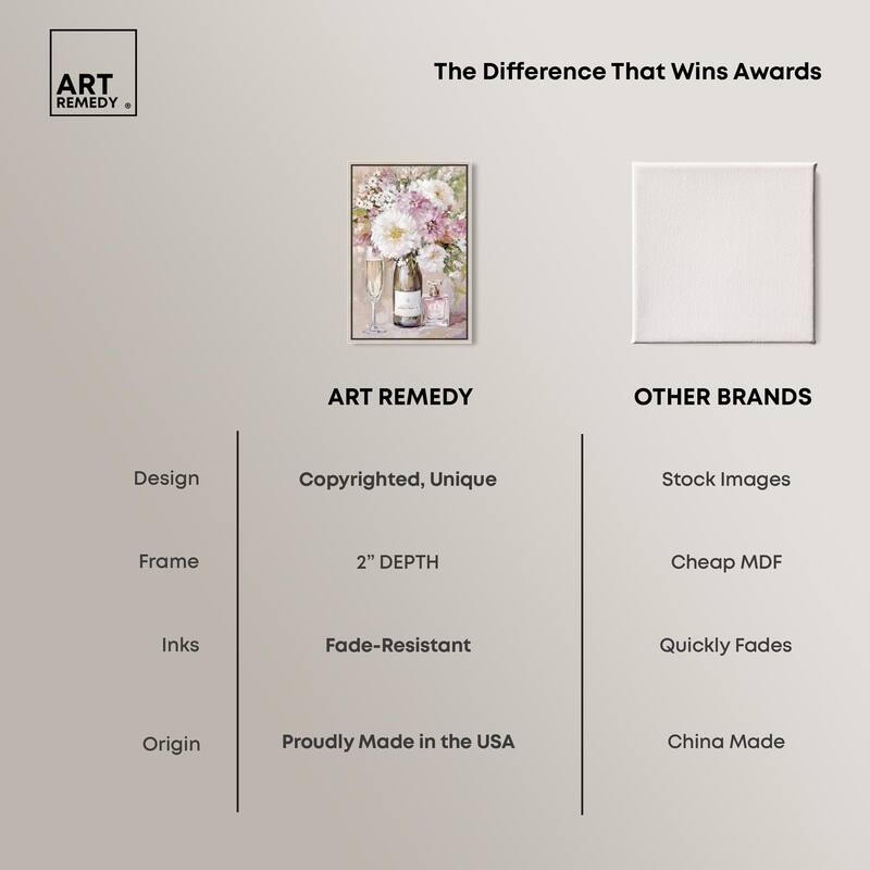 Light Floral Champagne Vase Canvas by Art Remedy