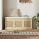 preview thumbnail 8 of 16, HOMCOM Shoe Bench with Woven Rattan Doors, Shoe Storage Bench with Cushion, Adjustable Shelves, Boho Style Entryway Bench