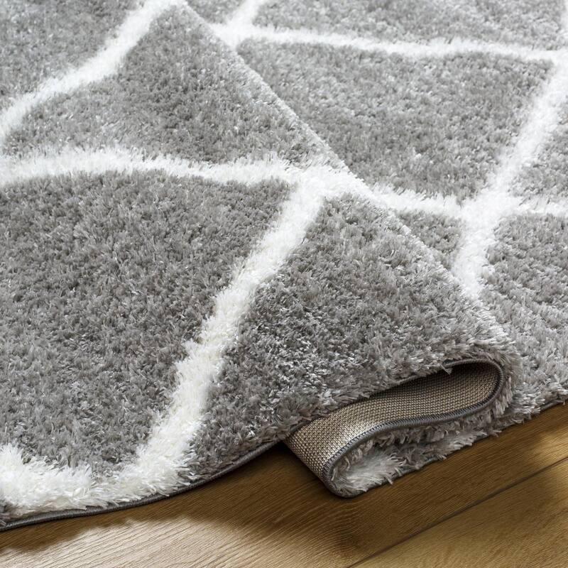 Livabliss Transitional Cloudy Shag Diamond Area Rug