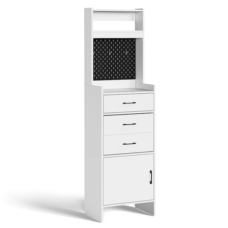 Shoe Storage Cabinet 19.7" Wide with Pegboard - White