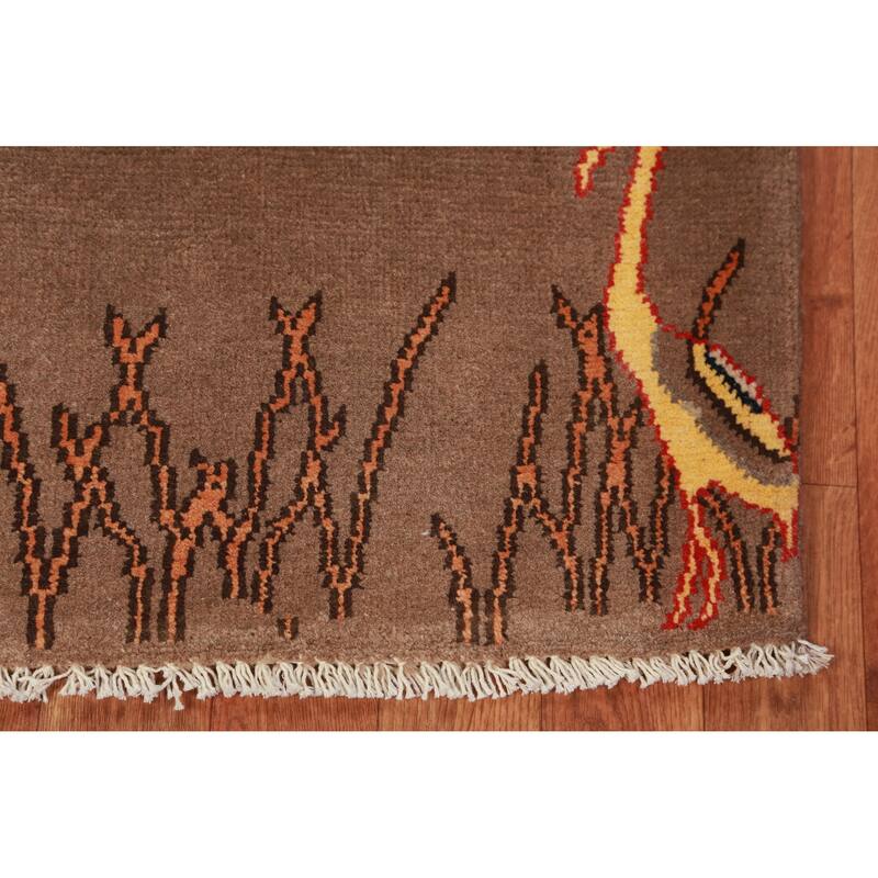 Brown Pictorial Kazak Oriental Foyer Rug Hand-Knotted Wool Carpet - 2'0"x 3'0"