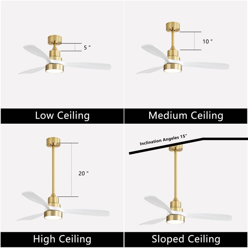 48 Inch Smart Wood Ceiling Fan with Light and Remote/App Control, Integrated LED Included