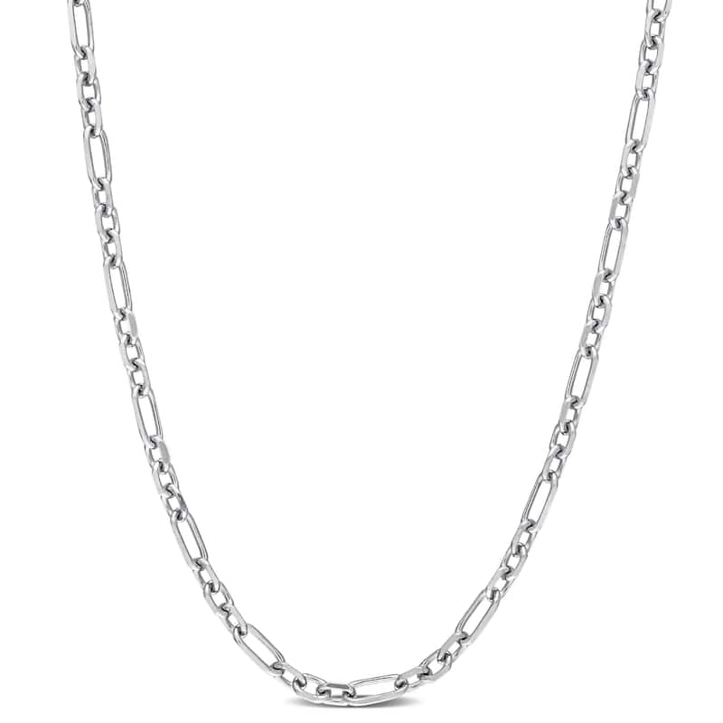 Miadora Sterling Silver Diamond Cut Figaro Rolo Necklace