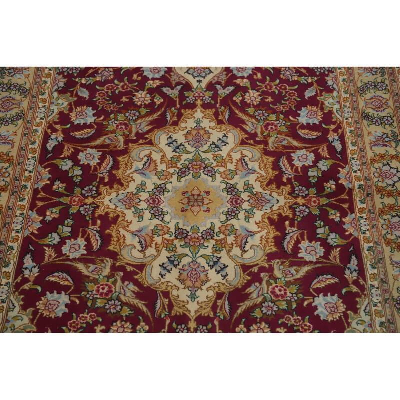 Hand Knotted Oriental 100% Wool Carpet Traditional Floral Red Sumak Area Rug - 5' 0'' X 3' 5''