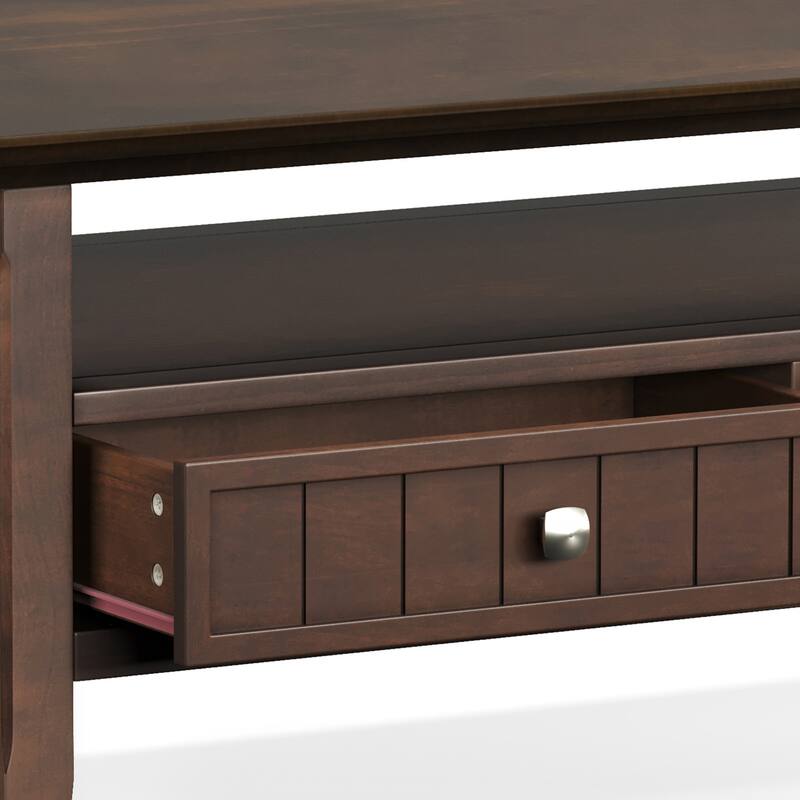 Wyndenhall Normandy SOLID WOOD 48 inch Wide Rectangle Transitional Coffee Table with Drawer in Brunette Brown