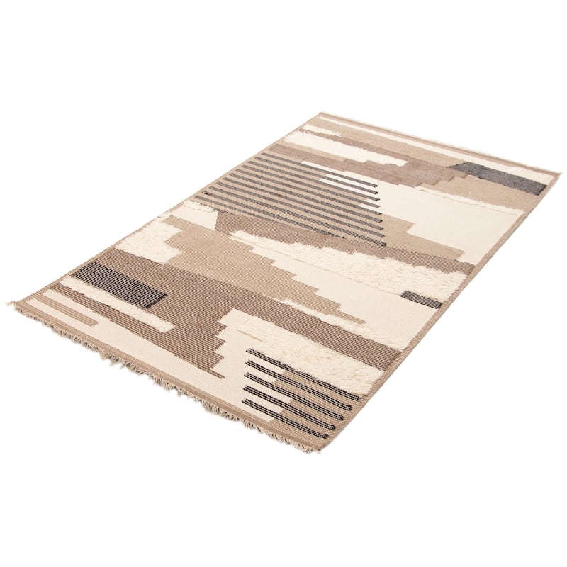 ECARPETGALLERY Hand Tufted Timeless Tan Wool Rug - 5'3 x 8'1