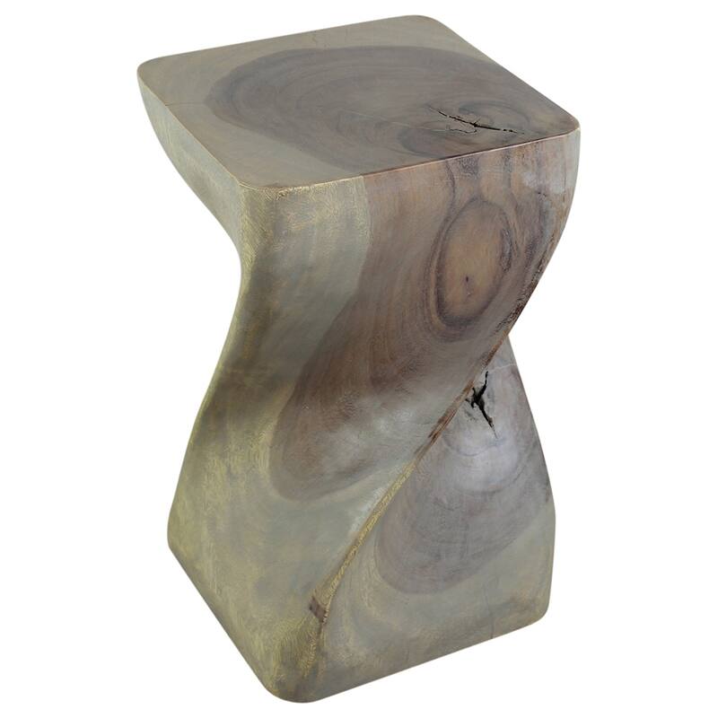 Haussmann® Big Twist Wood Stool Table 12 in SQ x 20 in H Grey Oil - 12" x 12" x 20"