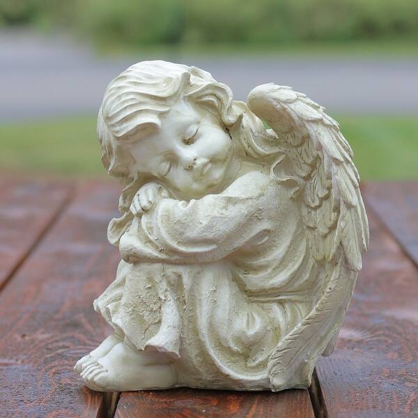 Shop 9 5 Ivory Distressed Finish Resting Cherub Angel Outdoor