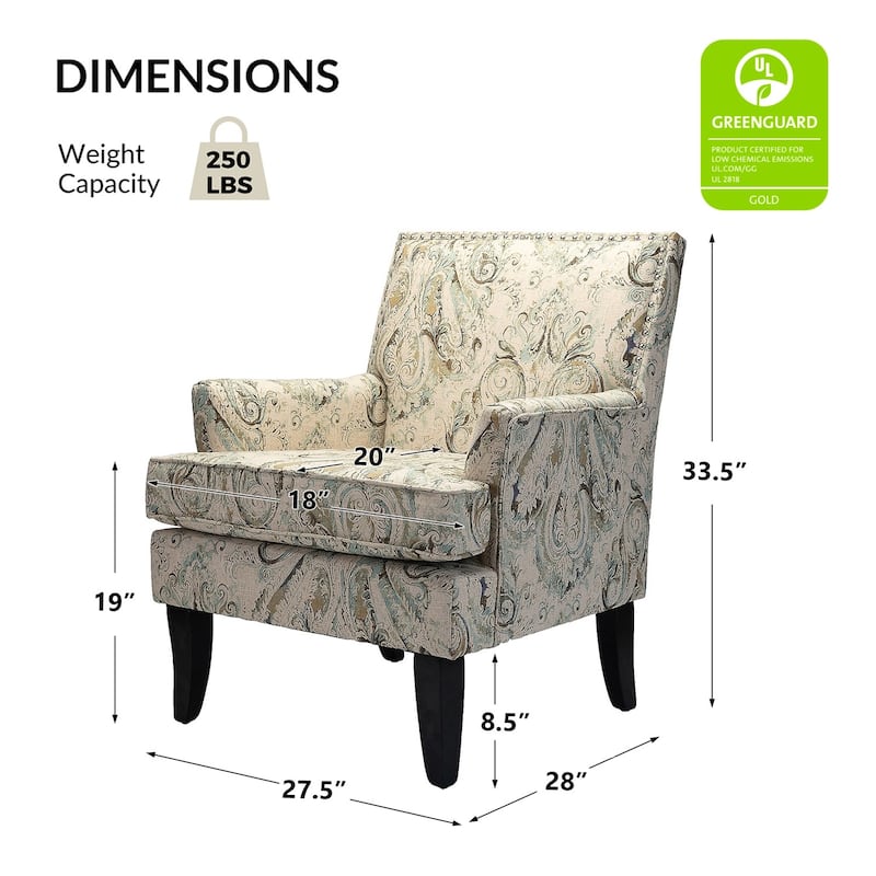 Akorda French Country Armchair with Nailhead Trim and Solid Wood Legs by HULALA HOME