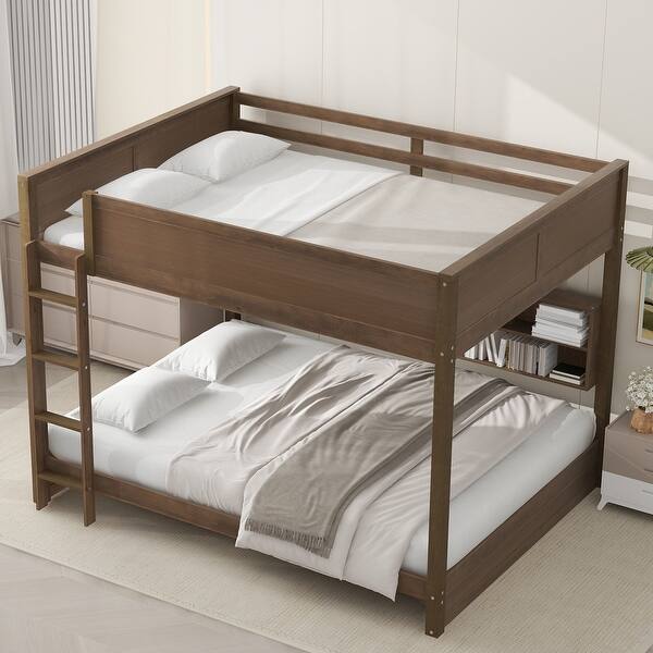 slide 2 of 17, Large Queen over Queen Bunk Bed Antique Brown