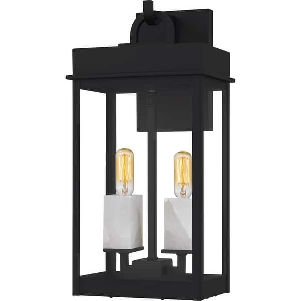 slide 2 of 7, Carmen 2-Light Matte Black Outdoor Wall Lantern
