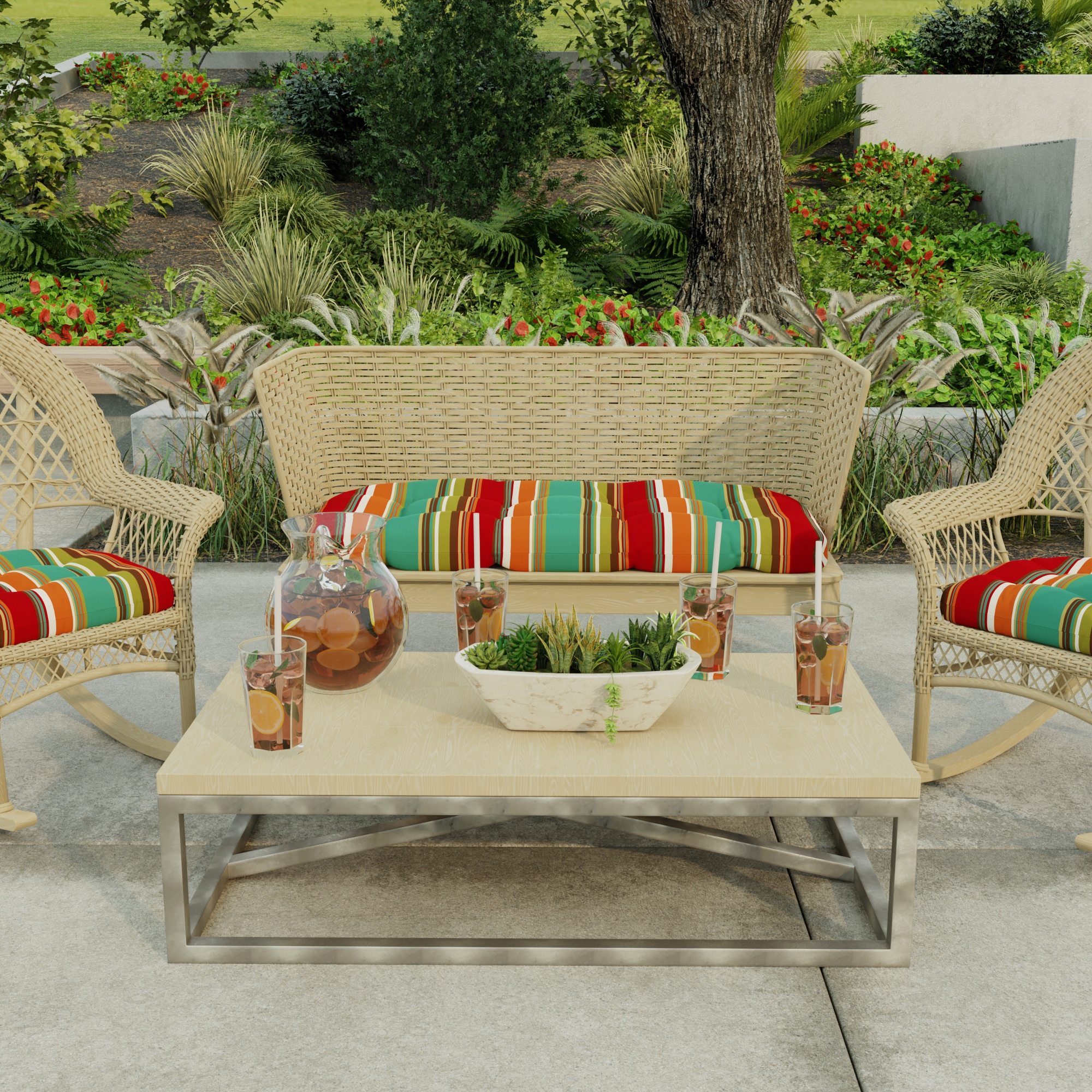 Wicker bench with cushion 2025