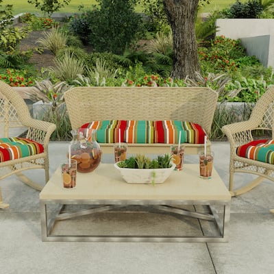 44" x 18" Contoured Outdoor Wicker Bench Cushion - 18'' L x 44'' W x 4'' H
