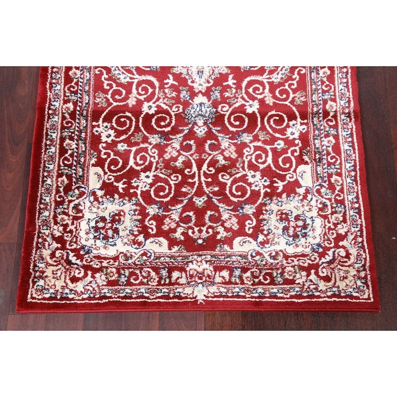 Red Floral Medallion Transitional Turkish Rug Oriental Carpet