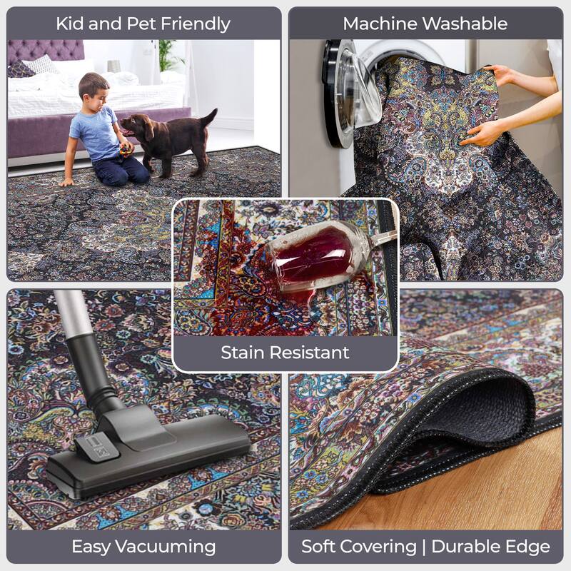 Superior Flamingo Medallion Machine Washable Indoor Area Rug or Runner