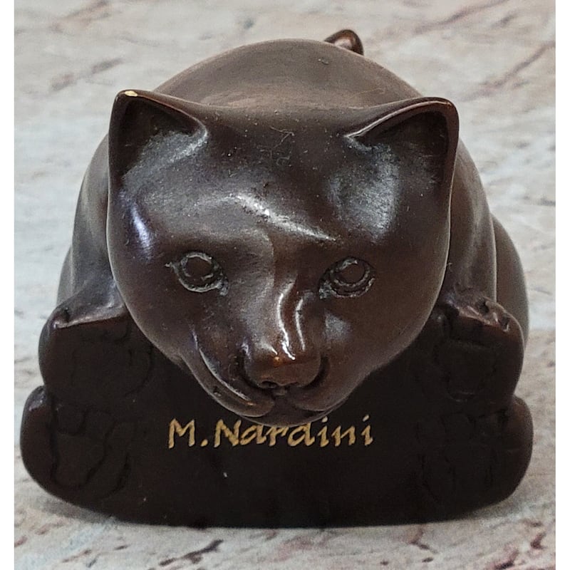 Cat Kitten Sitting On The Edge Bronze Figurine Sculpture Figure Collectible 3 Inches X 6 Inches