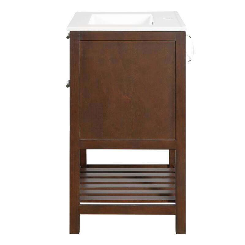 24'' Boho Farmhouse Bathroom Vanity with Ceramic Sink