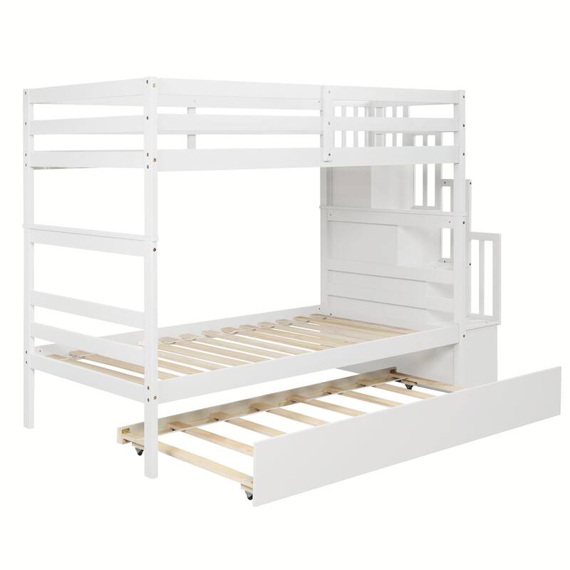 Twin over Twin Bunk Beds with Stairway Storage