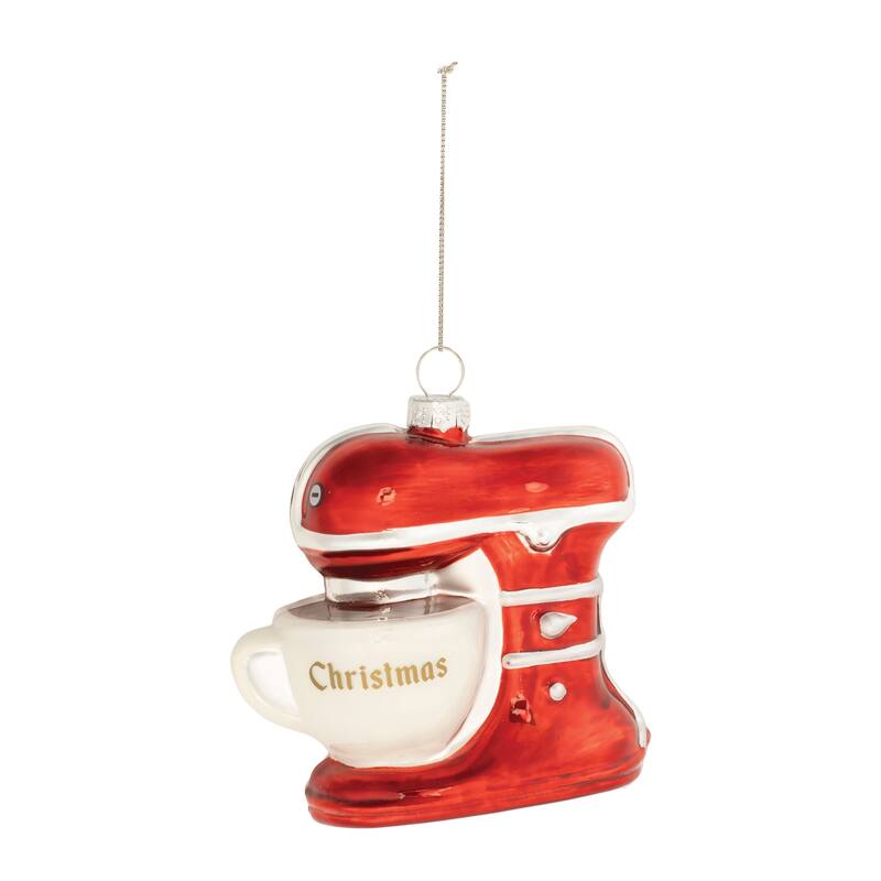 Set of 12 Glass Stand Mixer Ornaments Red White Baking Christmas Tree Decorations for Home - 3”L x 1.5”W x 4”H