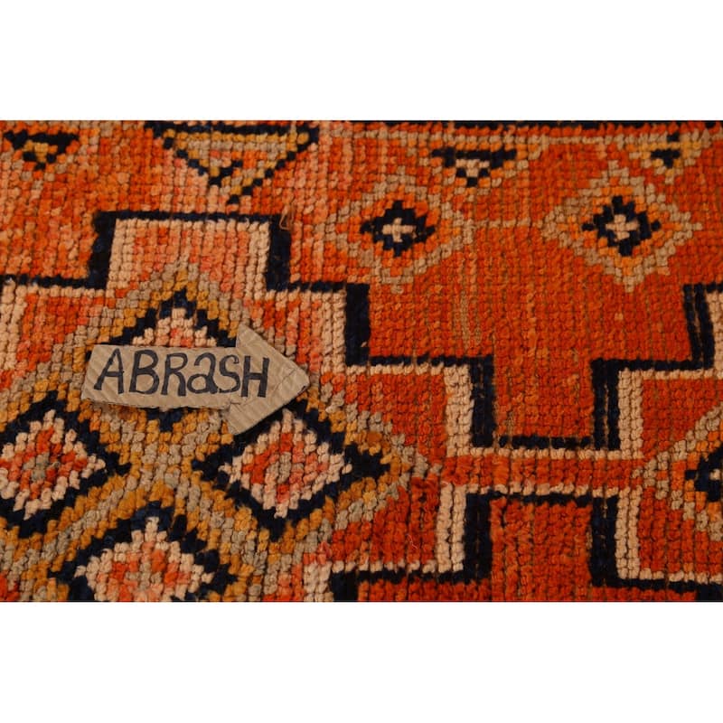 Orange / Geometric Oushak Vintage Runner Rug Handmade Wool Carpet - 2'8"x 11'4"