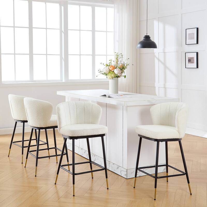 26" Boucle Fabric Counter Height Bar Stools, Set of 2/3/4 - 35.83"H x 22"W x 20.28"D