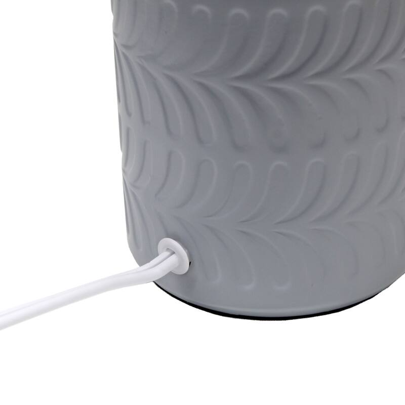 Floral Textured Ceramic Table Lamp with Drum Shade - 10" - Gray