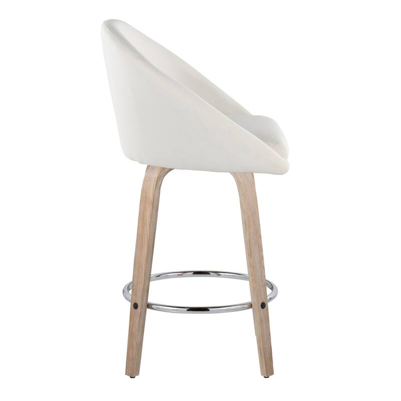 Carson Carrington Livesey High Back 26" Fixed-Height Counter Stool with Bent Wood Legs & Round Footrest (Set of 2)